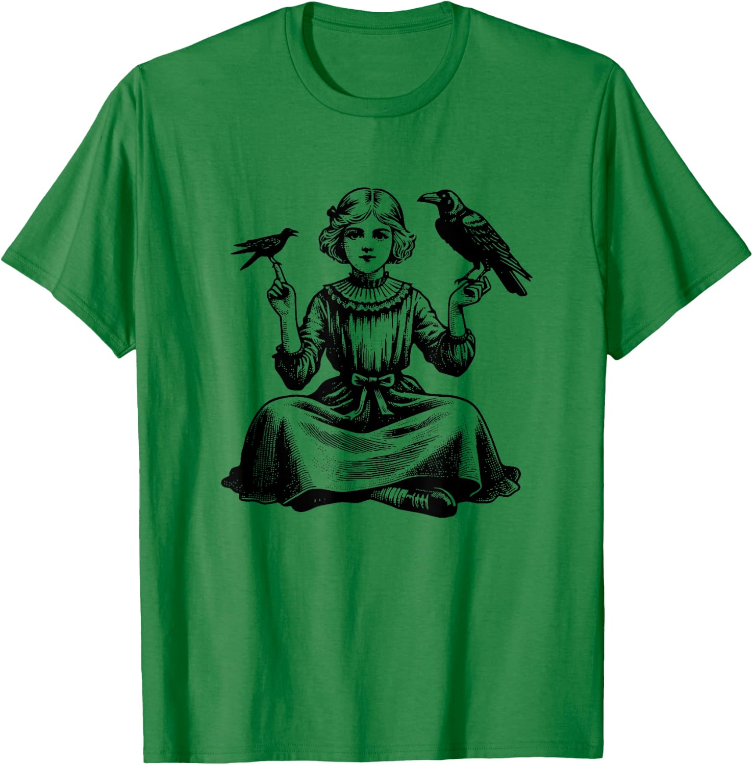 Vintage Crow, Vintage Raven Design for Crow and Raven Lovers T-Shirt - T-Shirt | Irish Green