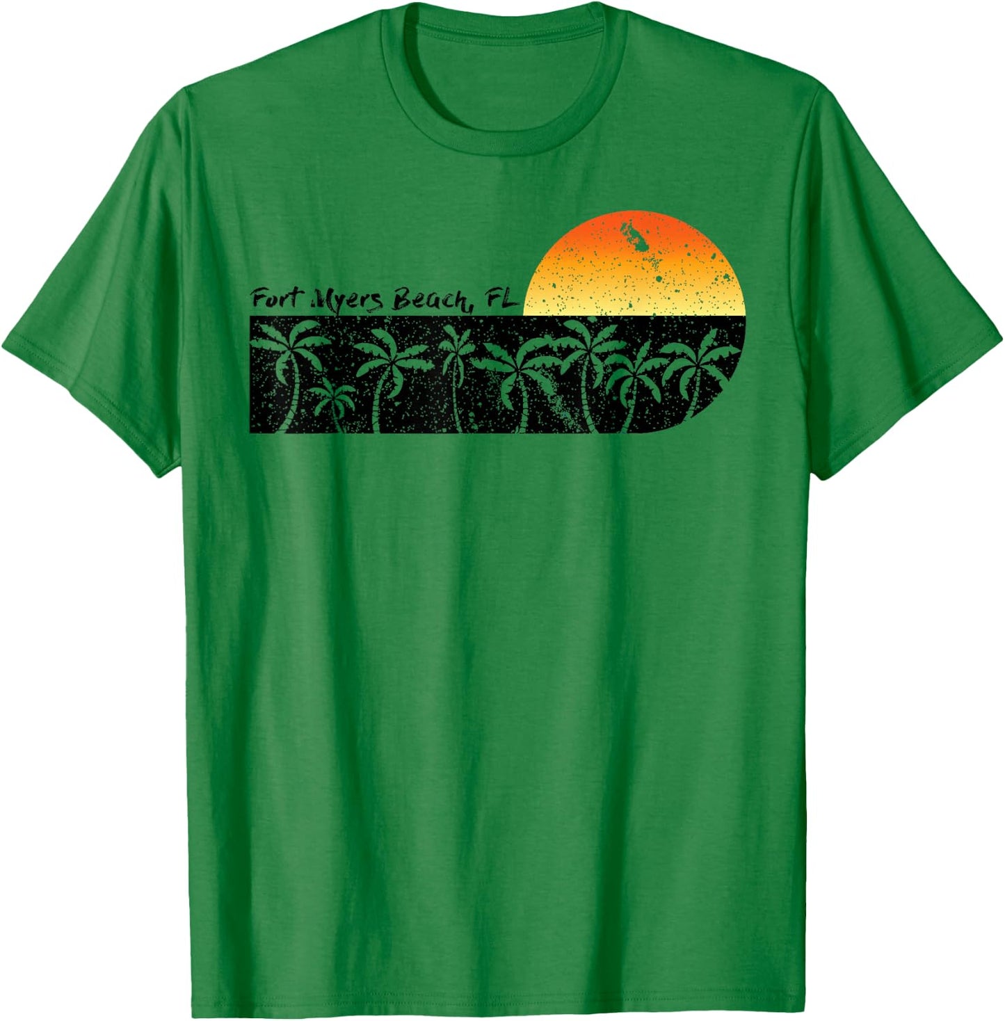 Retro Fort Myers Beach Florida Beach Sunset T-Shirt - T-Shirt | Irish Green