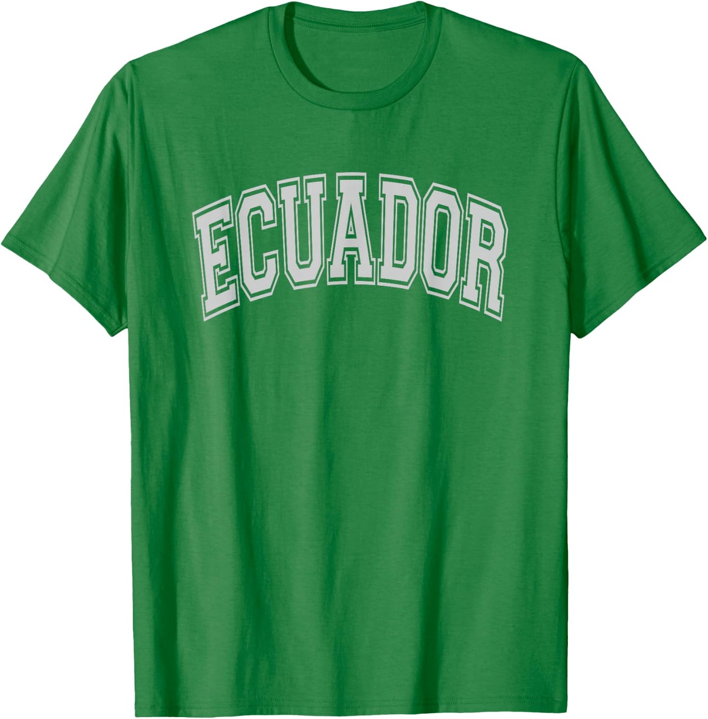 Ecuador Arched Style Text White with Gray Print T-Shirt - T-Shirt | Irish Green