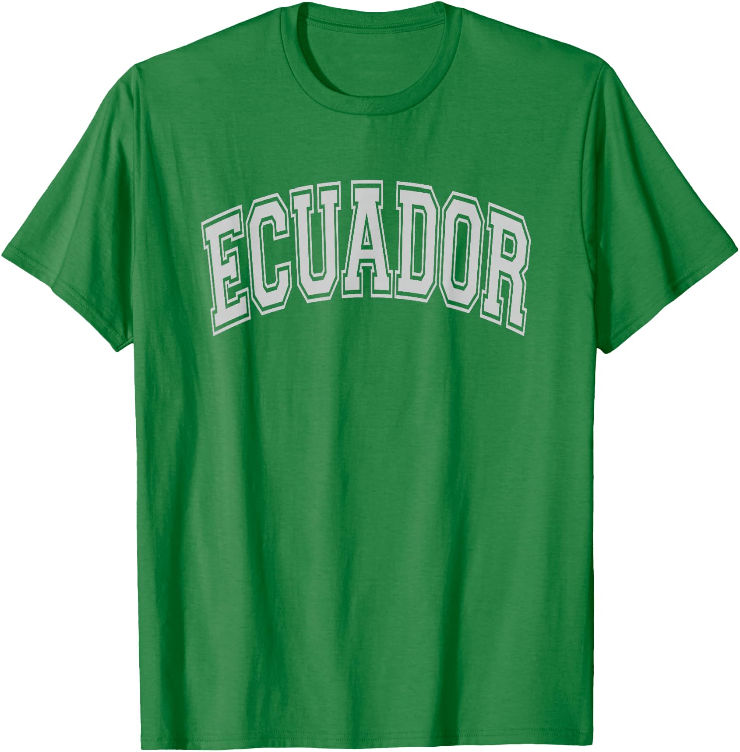 Ecuador Arched Style Text White with Gray Print T-Shirt - T-Shirt | Irish Green
