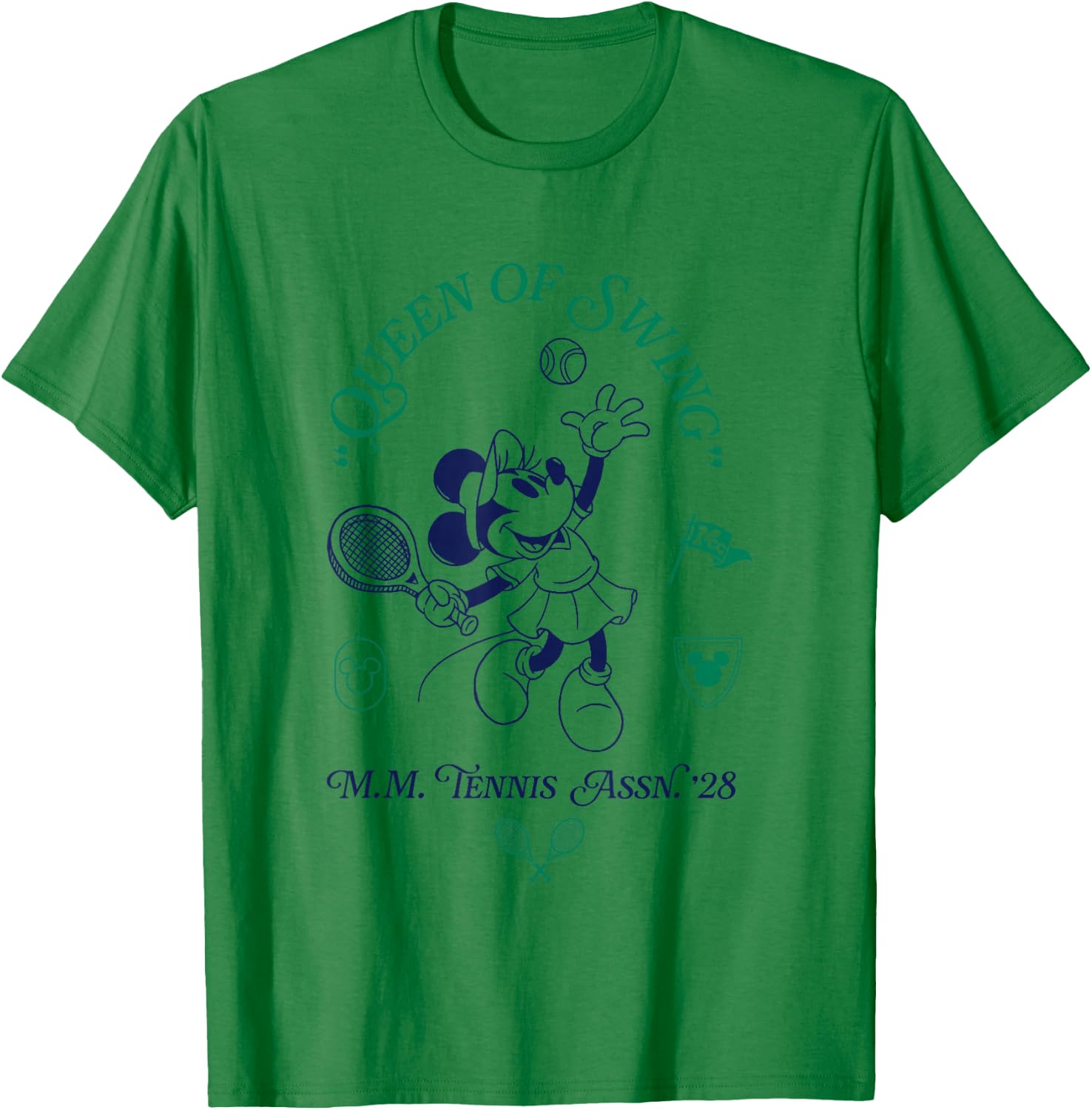 Disney Minnie Mouse Queen Of Swing M.M. Tennis Assn 28 Logo T-Shirt - T-Shirt | Irish Green