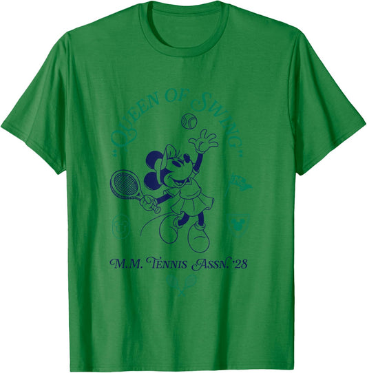 Disney Minnie Mouse Queen Of Swing M.M. Tennis Assn 28 Logo T-Shirt - T-Shirt | Irish Green