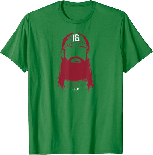 Brandon Marsh - Philly Beard (Blue) - Philadelphia Baseball T-Shirt - T-Shirt | Irish Green