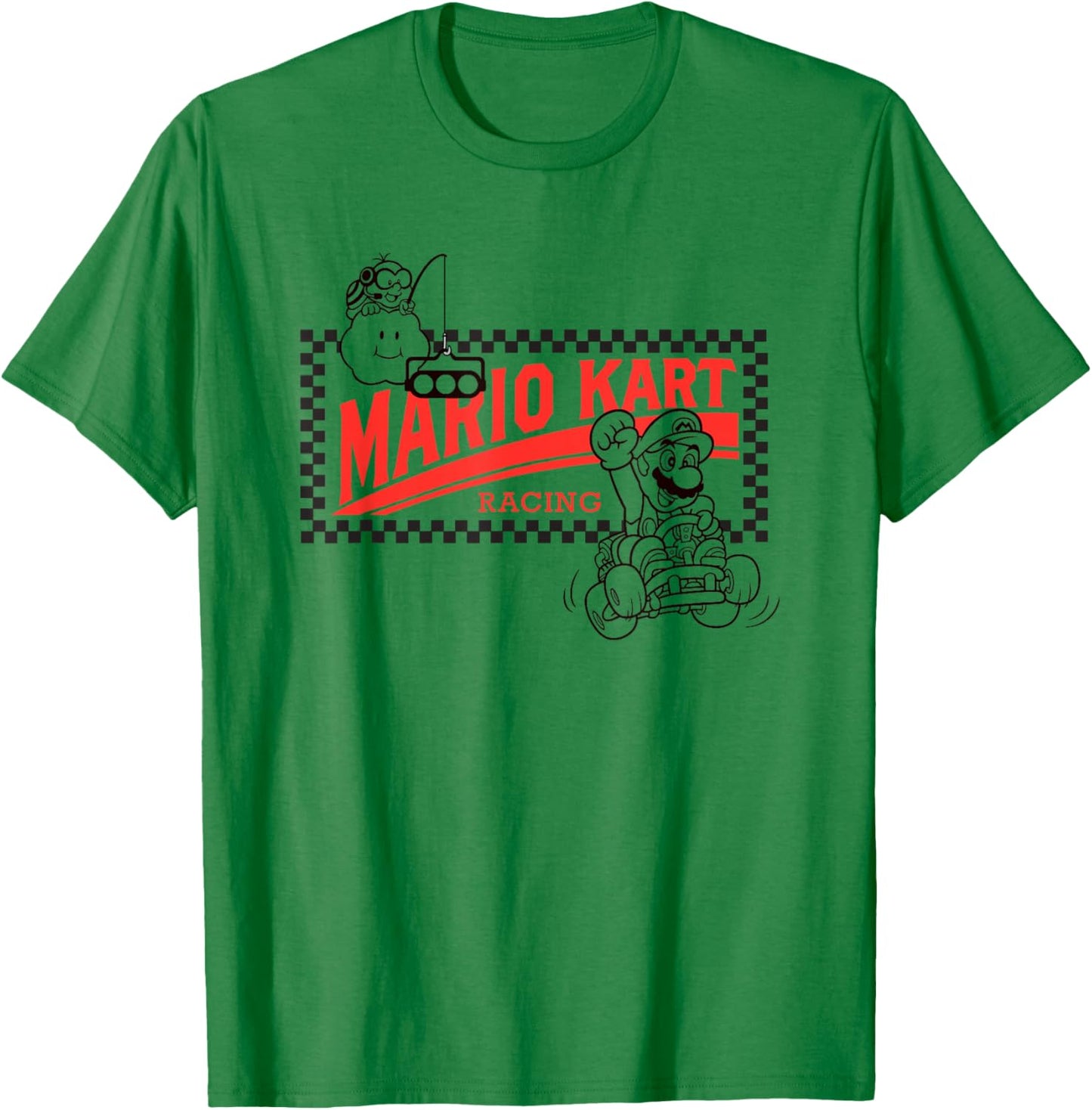 Mario Kart Racing Vintage Checkerboard Frame Logo T-Shirt - T-Shirt | Irish Green