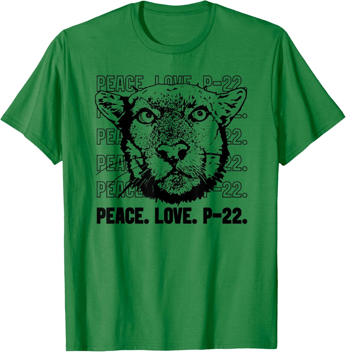 P-22 Mountain Lion Legend LA California Art P22 Peace Love T-Shirt - T-Shirt | Irish Green