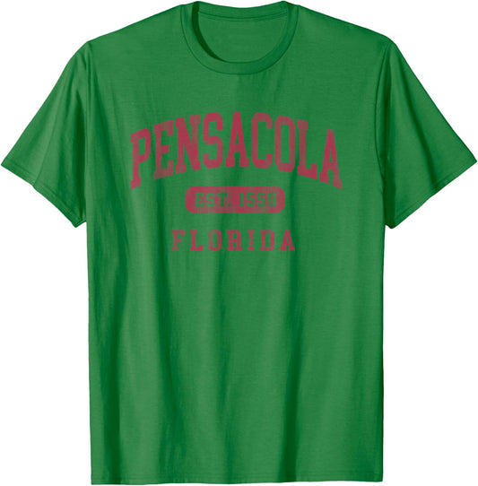 Pensacola Florida Vintage Established 1559 Beach Souvenir T-Shirt - T-Shirt | Irish Green