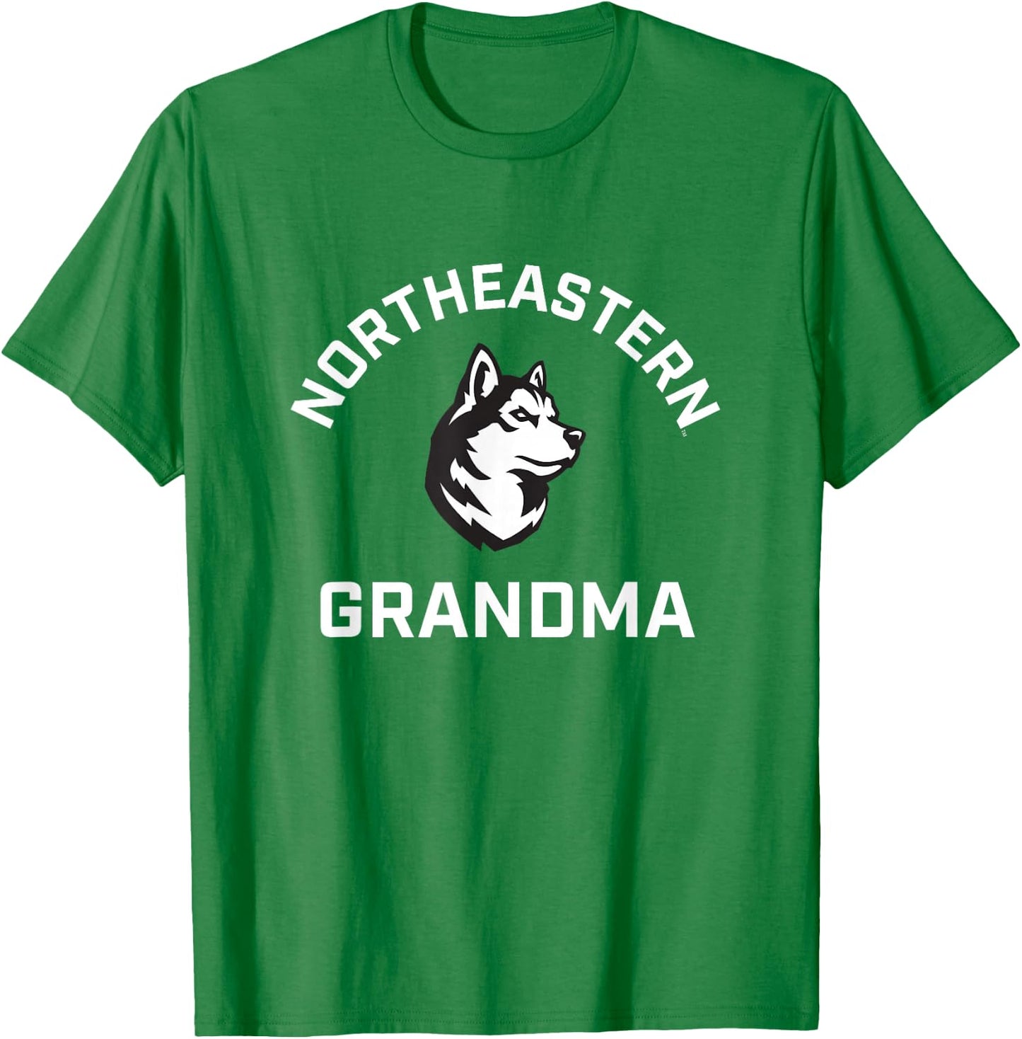 Campus Lab Northeastern University NEU Huskies Arched Grandma - Red, -Adult, Short Sleeve, X-Small T-Shirt - T-Shirt | Irish Green