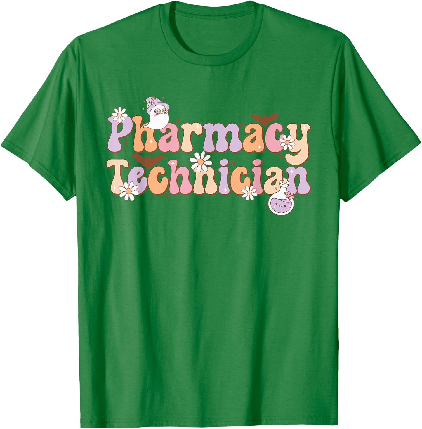 Retro Pharmacy Technician Halloween Spooky Pharmacy Tech T-Shirt - T-Shirt | Irish Green