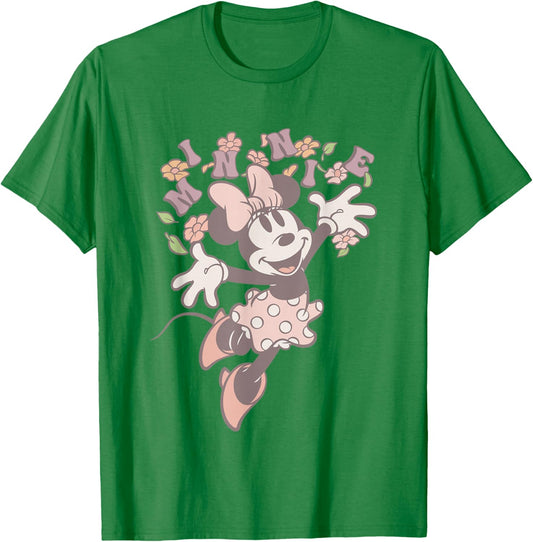 Disney Minnie Mouse Classic Minnie with Flowers T-Shirt - T-Shirt | Irish Green