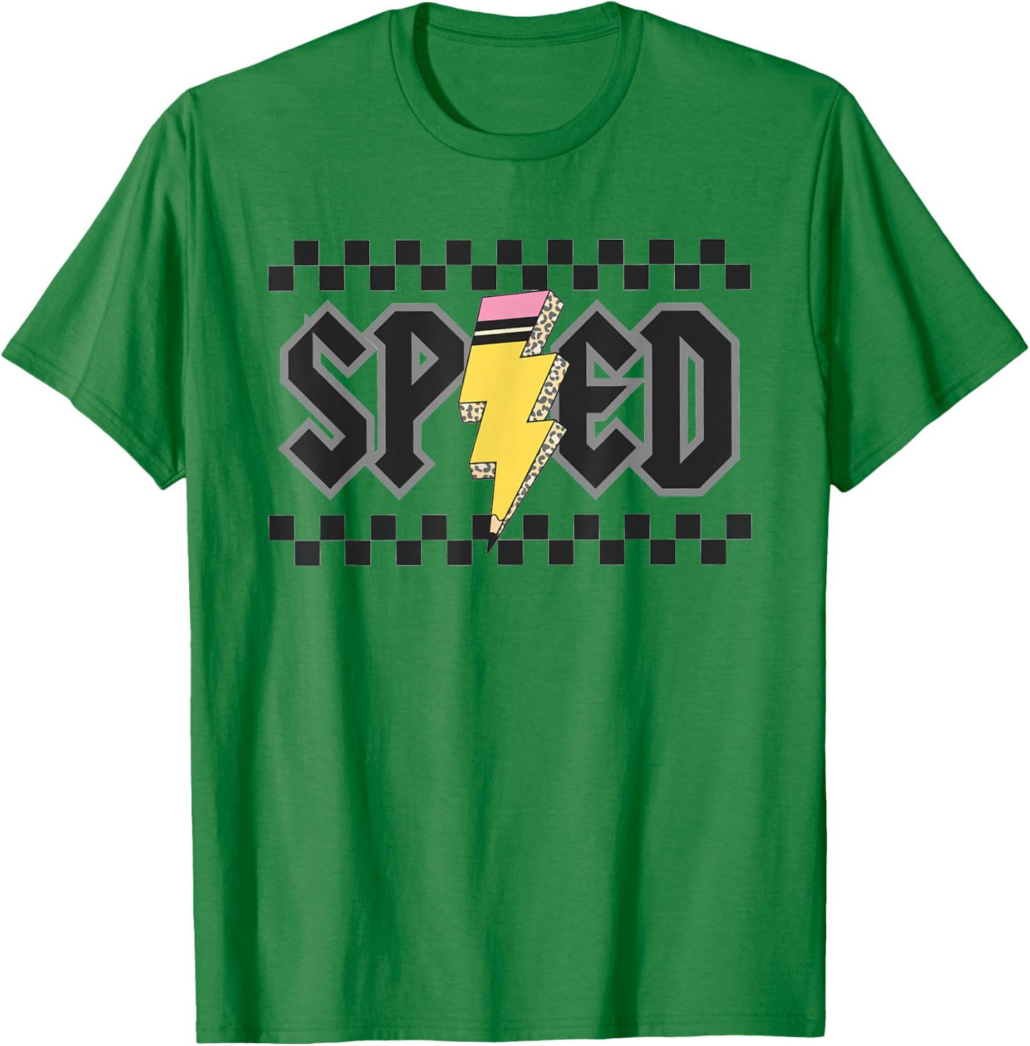 Retro SPED Teacher Pencil Lightning Bolt Back To School T-Shirt - T-Shirt | Irish Green