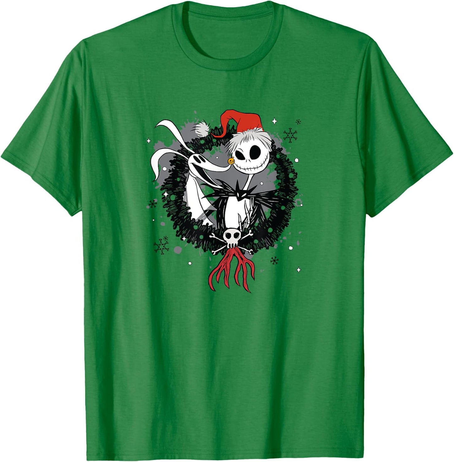 Disney The Nightmare Before Christmas Jack & Zero Wreath T-Shirt - T-Shirt | Irish Green