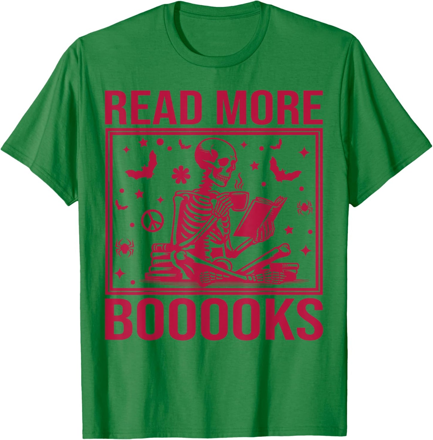 Cute Booooks Ghost Read More Books Funny Teacher Halloween T-Shirt - T-Shirt | Irish Green
