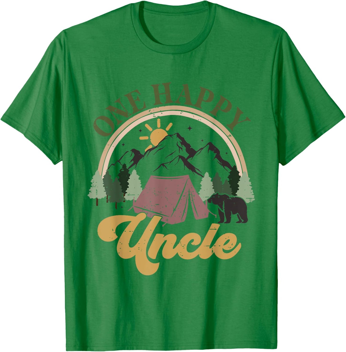 Cute One Happy Camper Birthday Decorations One Happy Uncle T-Shirt - T-Shirt | Irish Green