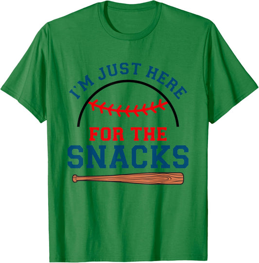 I'm Just Here For The Snacks Funny Baseball Season Softball T-Shirt - T-Shirt | Irish Green