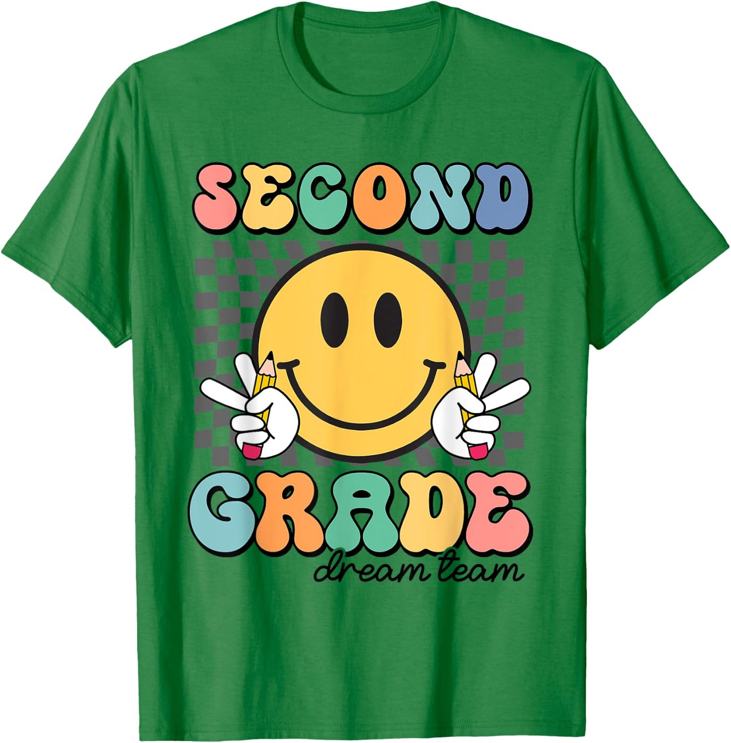 Second Grade Dream Team Smile Face First Day of 2nd Grade T-Shirt - T-Shirt | Irish Green
