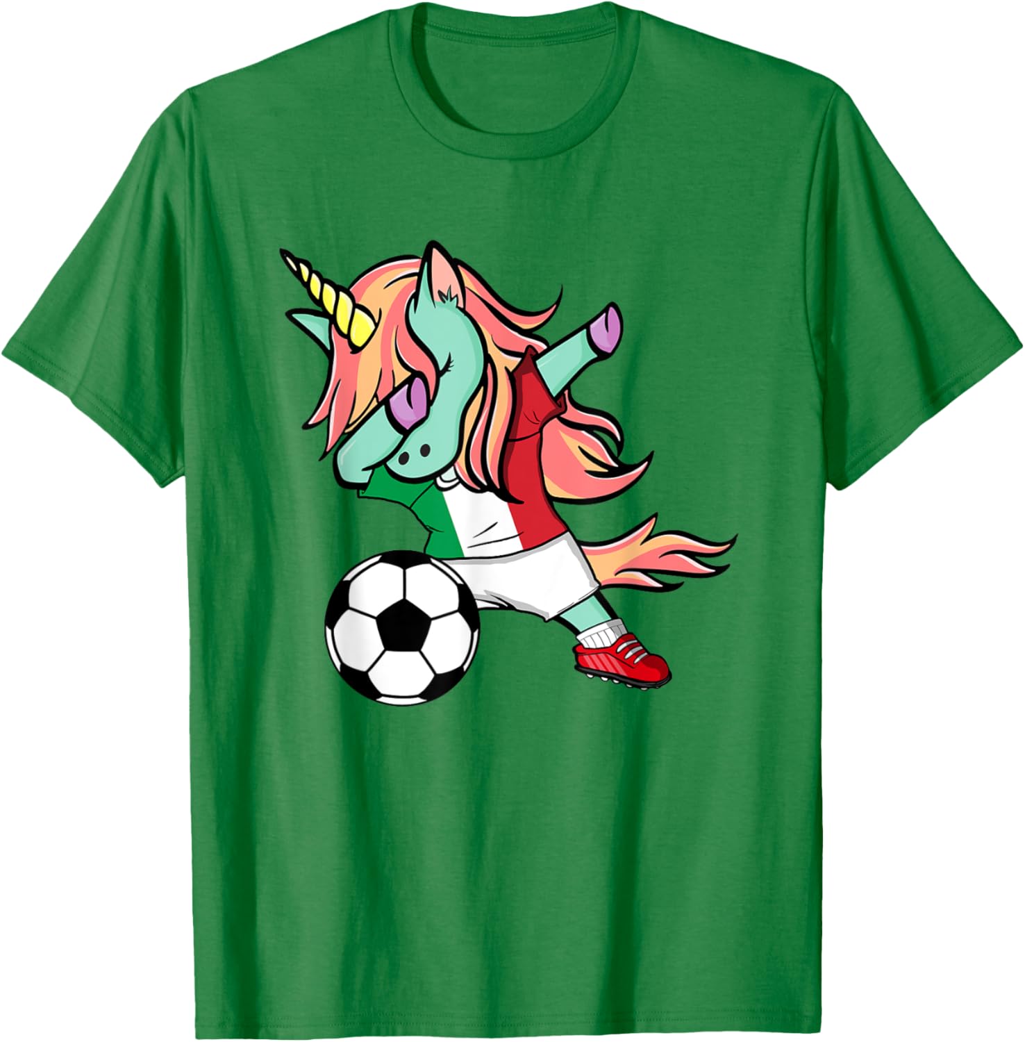 Dabbing Unicorn Italy Soccer Jersey Italian Football Lovers T-Shirt - T-Shirt | Irish Green