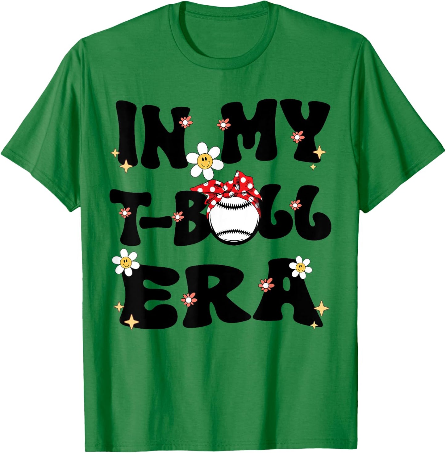 In My Tball Era Retro Groovy T ball ball Kids Girl Boy T-Shirt - T-Shirt | Irish Green