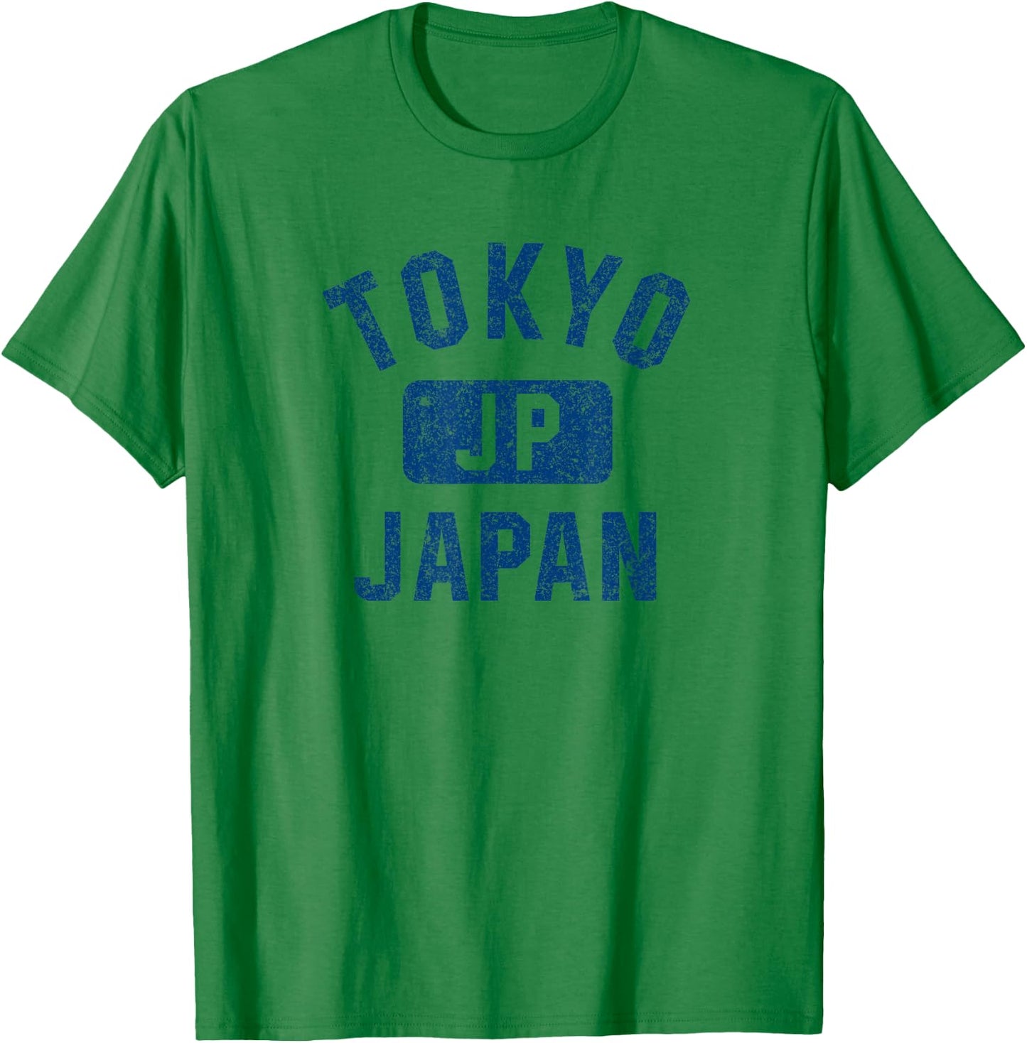 Tokyo Japan Gym Style Distressed Dark Blue Print T-Shirt - T-Shirt | Irish Green
