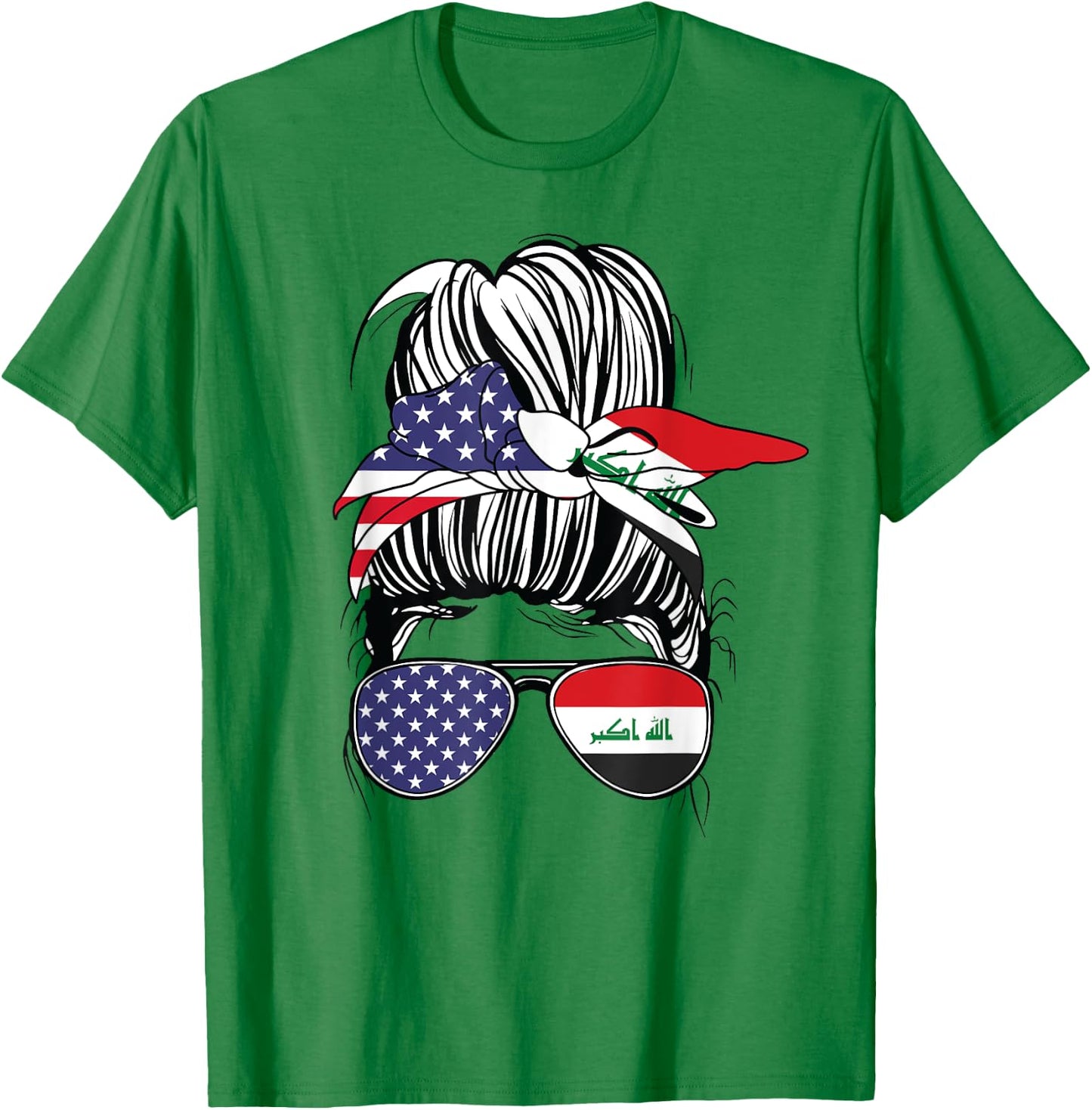 Iraqi American Heritage Iraqi Women USA Girl Iraq T-Shirt - T-Shirt | Irish Green