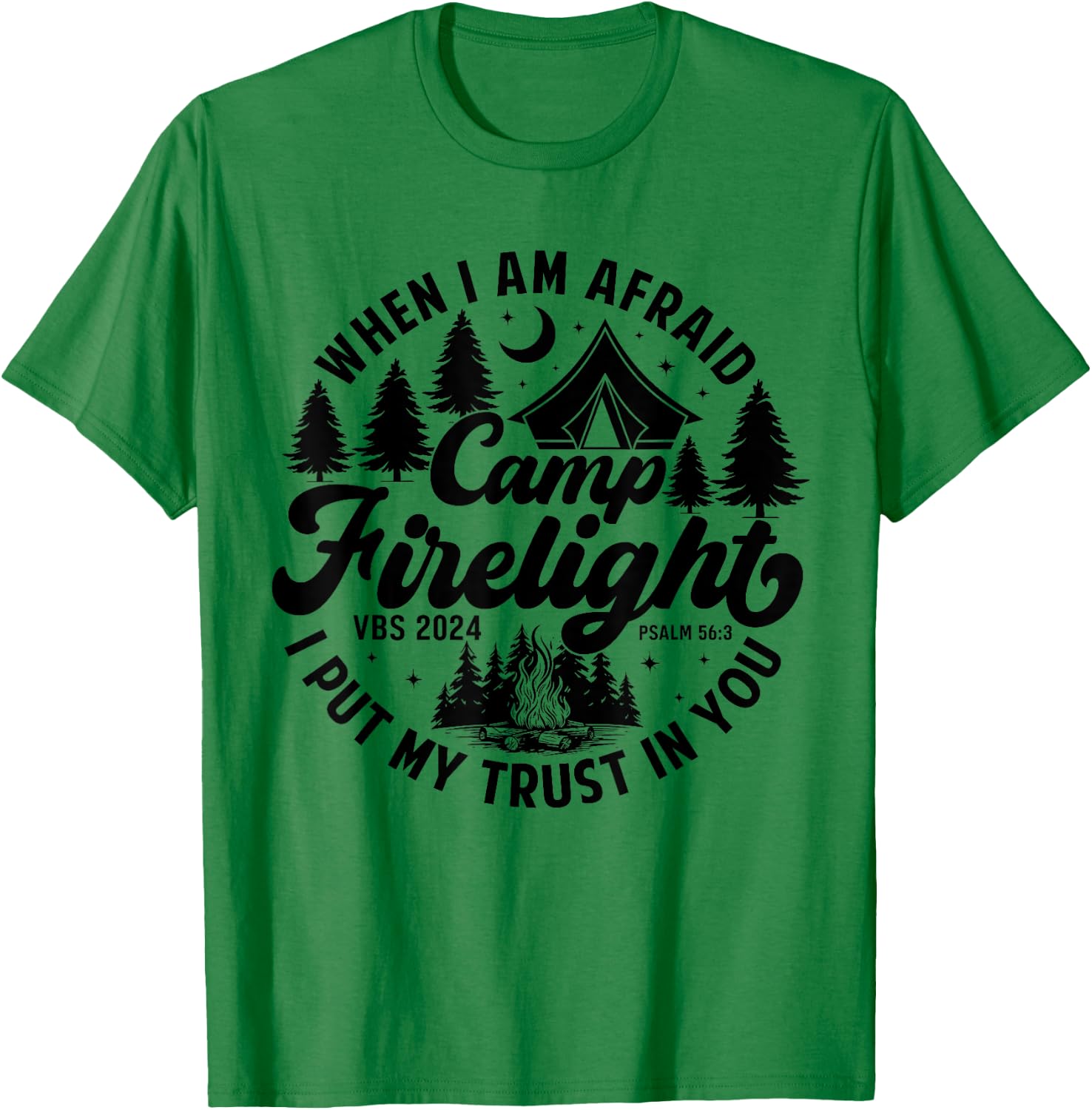 Camp Firelight Vacation Bible School VBS 2024 Christian Camp T-Shirt - T-Shirt | Irish Green