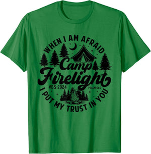 Camp Firelight Vacation Bible School VBS 2024 Christian Camp T-Shirt - T-Shirt | Irish Green