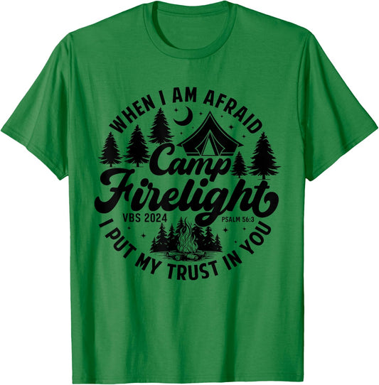 Camp Firelight Vacation Bible School VBS 2024 Christian Camp T-Shirt - T-Shirt | Irish Green