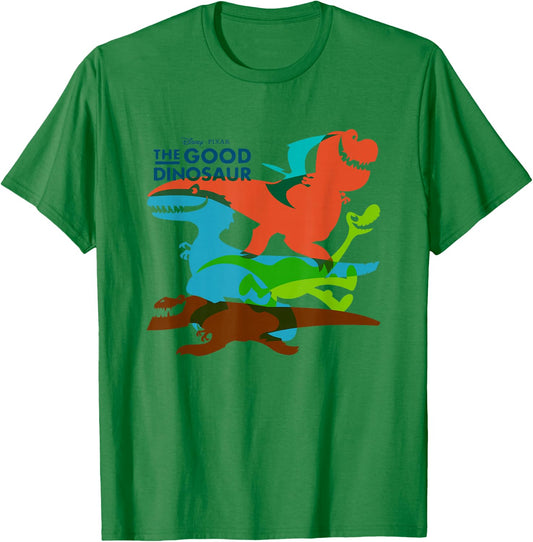Disney Pixar The Good Dinosaur Group Shot Silhouettes Logo T-Shirt - T-Shirt | Irish Green