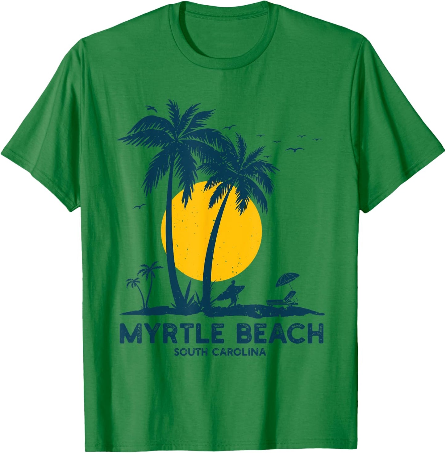Family Vacation Retro Sunset South Carolina Myrtle Beach T-Shirt - T-Shirt | Irish Green