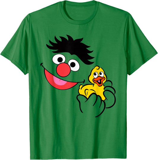 Sesame Street Ernie Holding Rubber Duckie Halloween Costume T-Shirt - T-Shirt | Irish Green