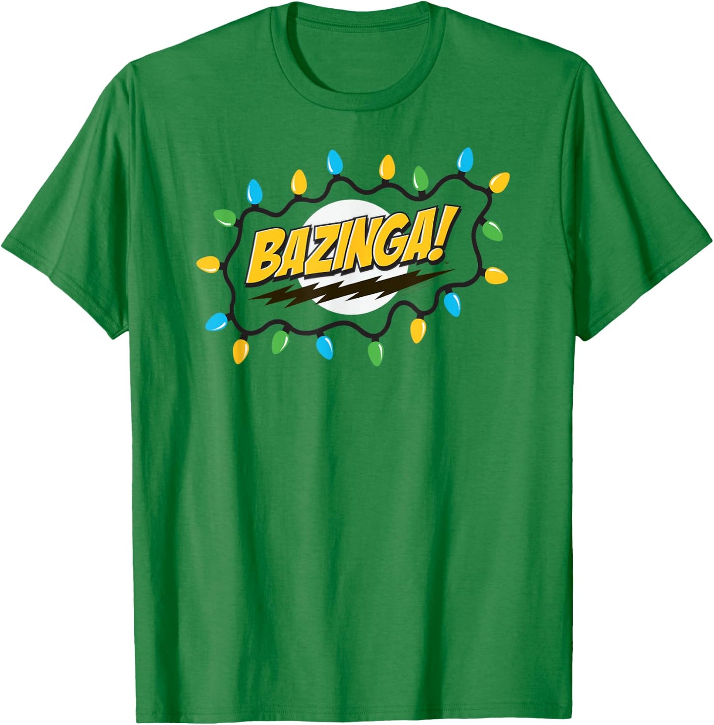 The Big Bang Theory Bazinga Christmas Lights TV Show T-Shirt - T-Shirt | Irish Green