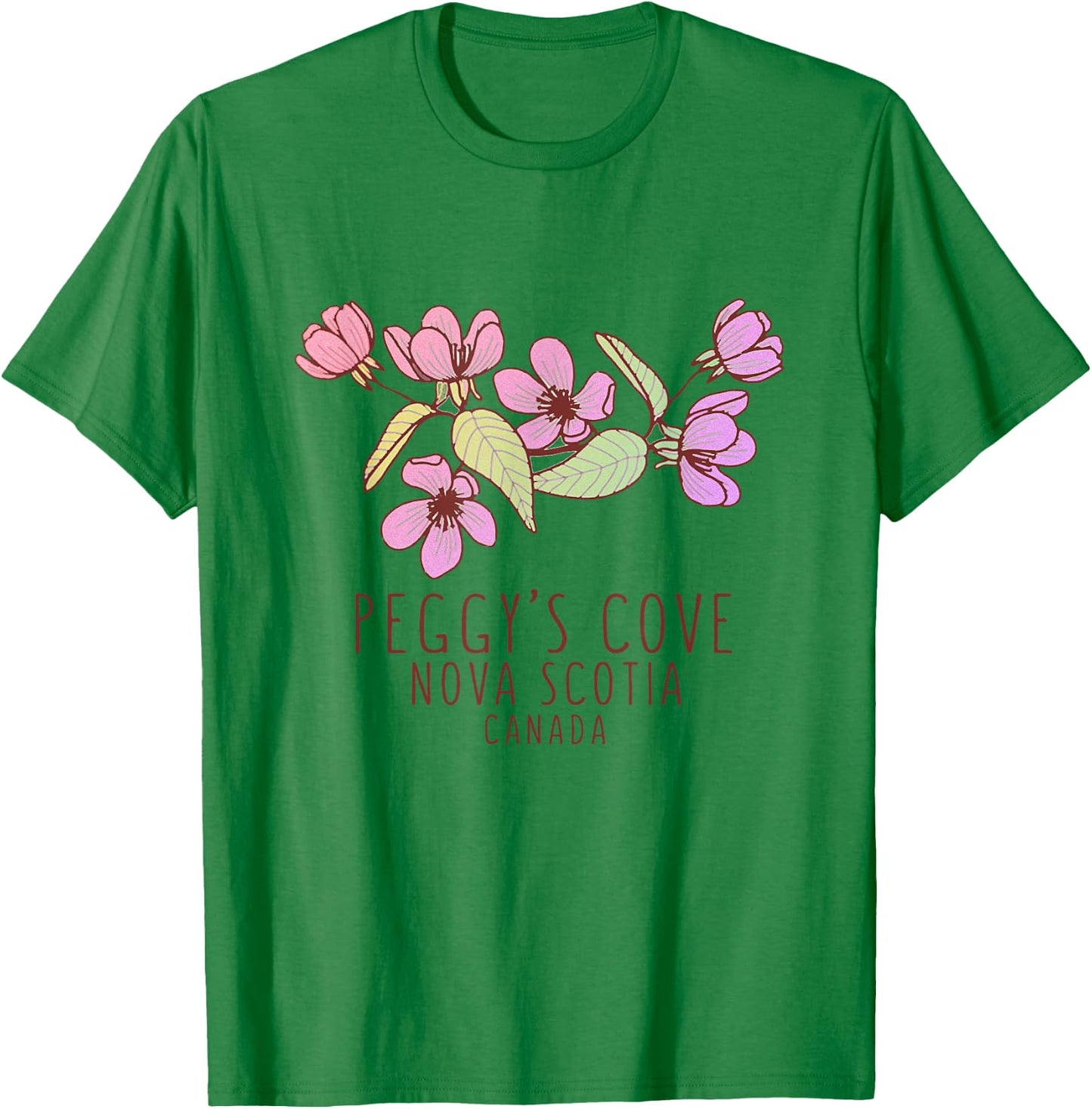 Peggy's Cove Nova Scotia Canada Wildflowers T-Shirt - T-Shirt | Irish Green