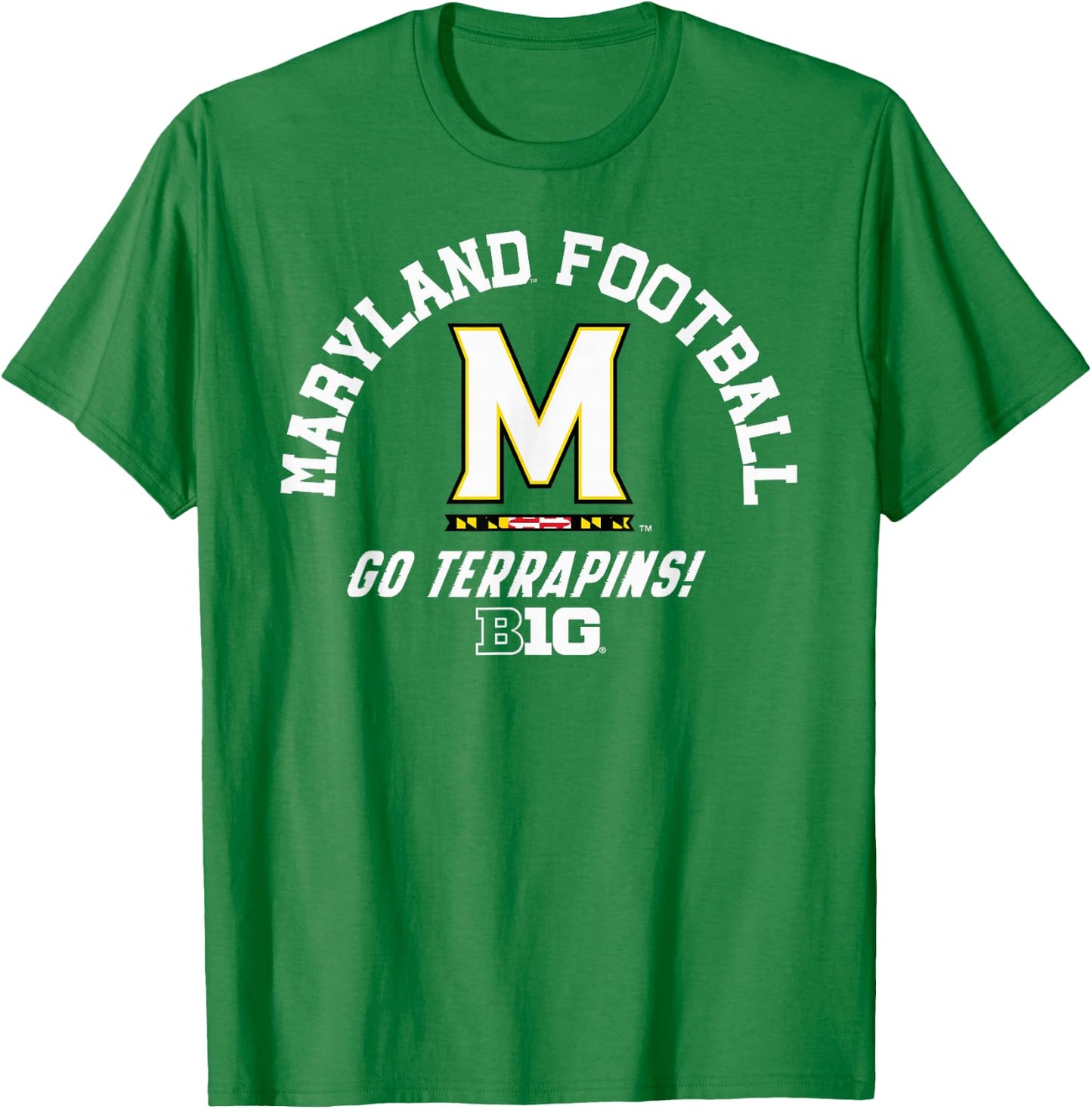 Maryland Terrapins Big 10 Football Red Officially Licensed T-Shirt - T-Shirt | Irish Green