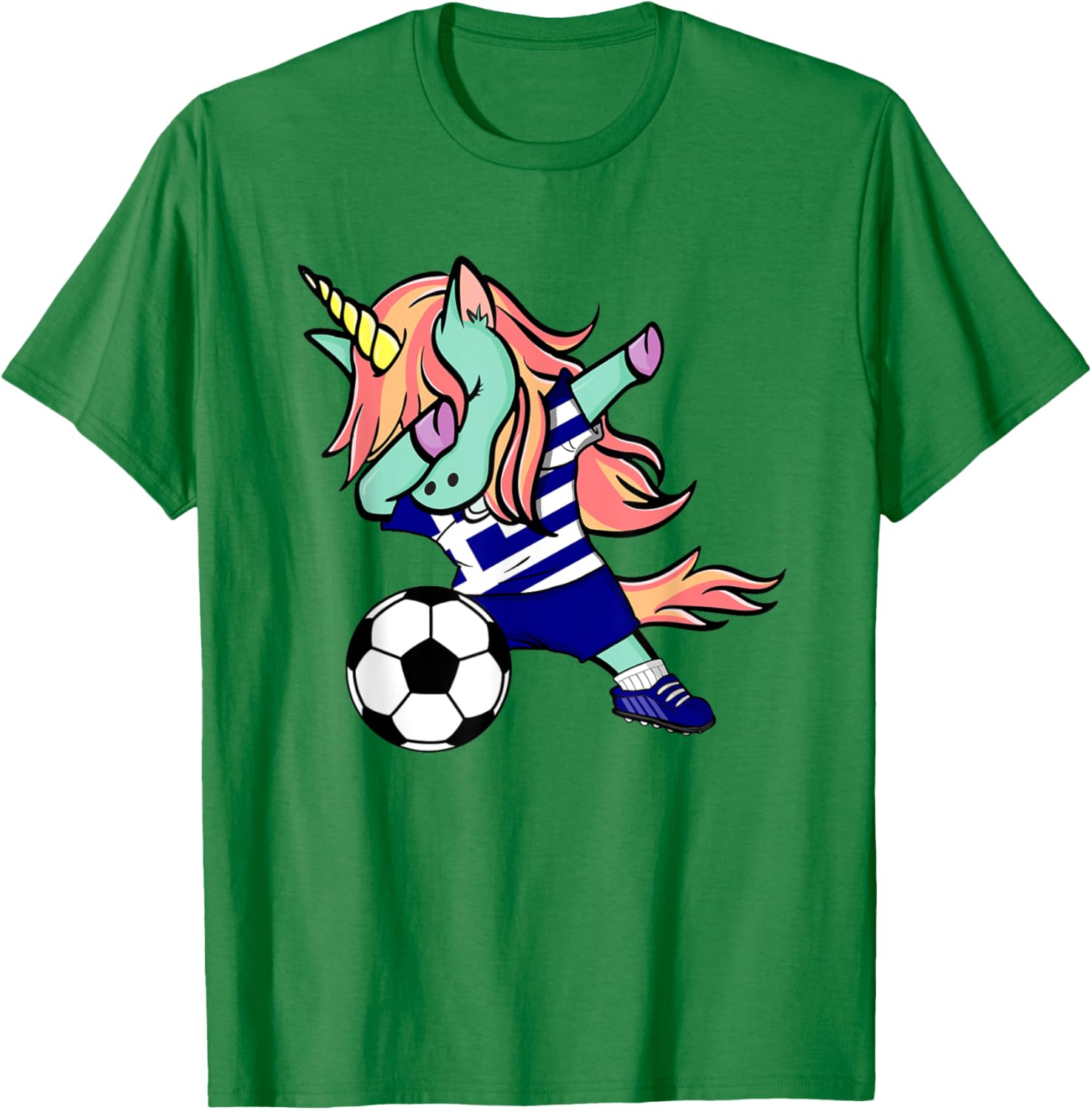 Dabbing Unicorn Soccer Greece Jersey Shirt Greek Football T-Shirt - T-Shirt | Irish Green