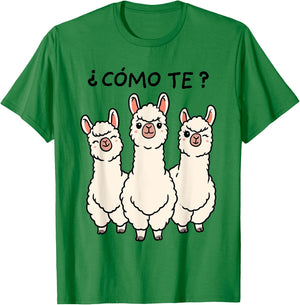 Como Te Llamas Shirt Funny Llama Spanish Teacher Joke Men Women Kids T-Shirt - T-Shirt | Irish Green