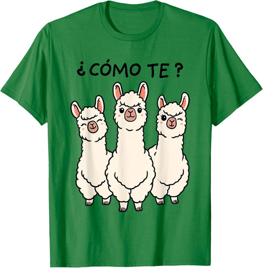 Como Te Llamas Shirt Funny Llama Spanish Teacher Joke Men Women Kids T-Shirt - T-Shirt | Irish Green