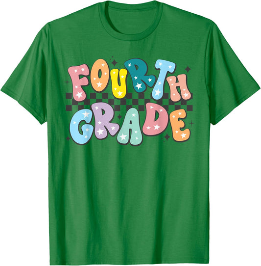 Retro Fourth Grade Teacher Kids Back To School 4th Grade T-Shirt - T-Shirt | Irish Green