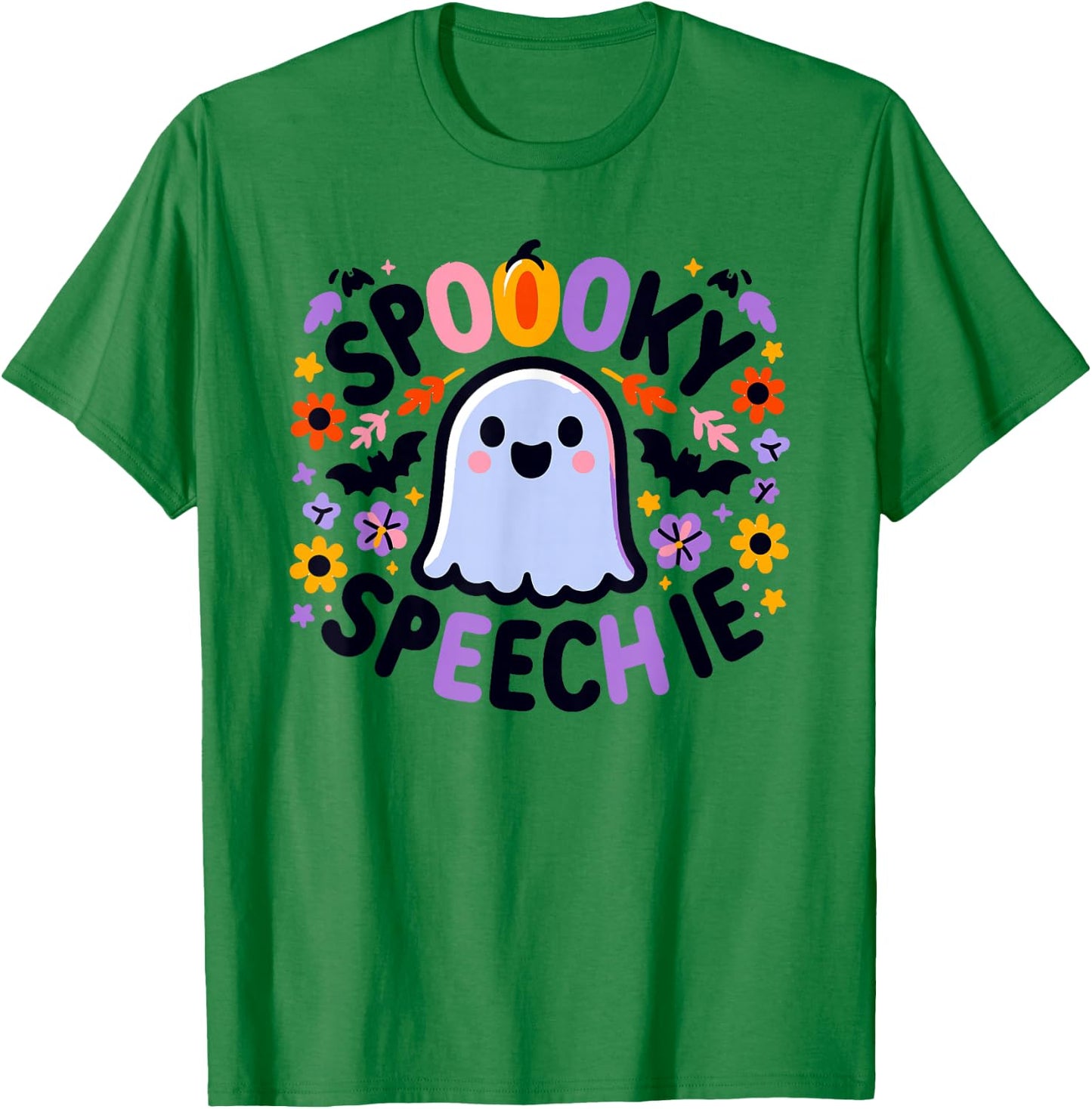 SLP Halloween Speech Therapy Spooky Ghost Speech Therapist T-Shirt - T-Shirt | Irish Green