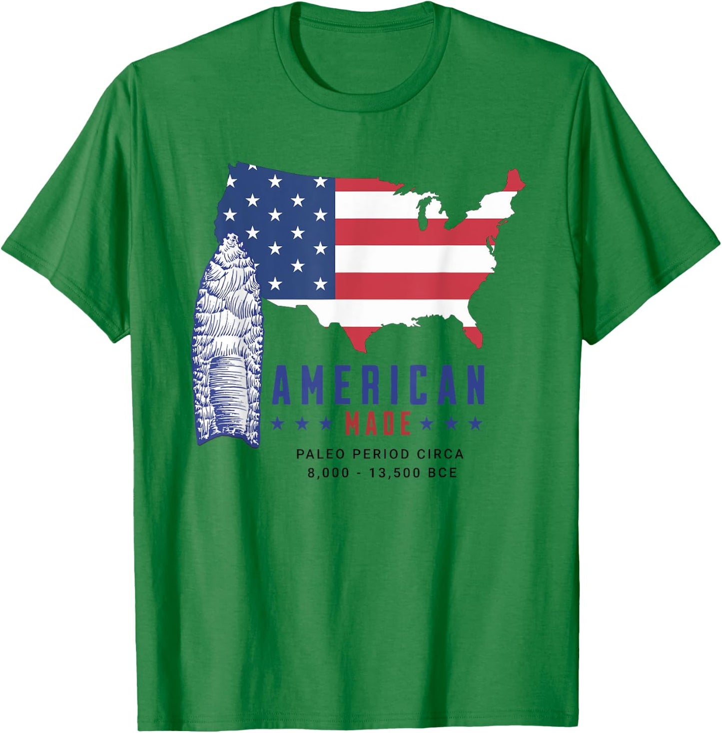 Paleo Spearpoint (Arrowhead) with American Flag Kids Men T-Shirt - T-Shirt | Irish Green