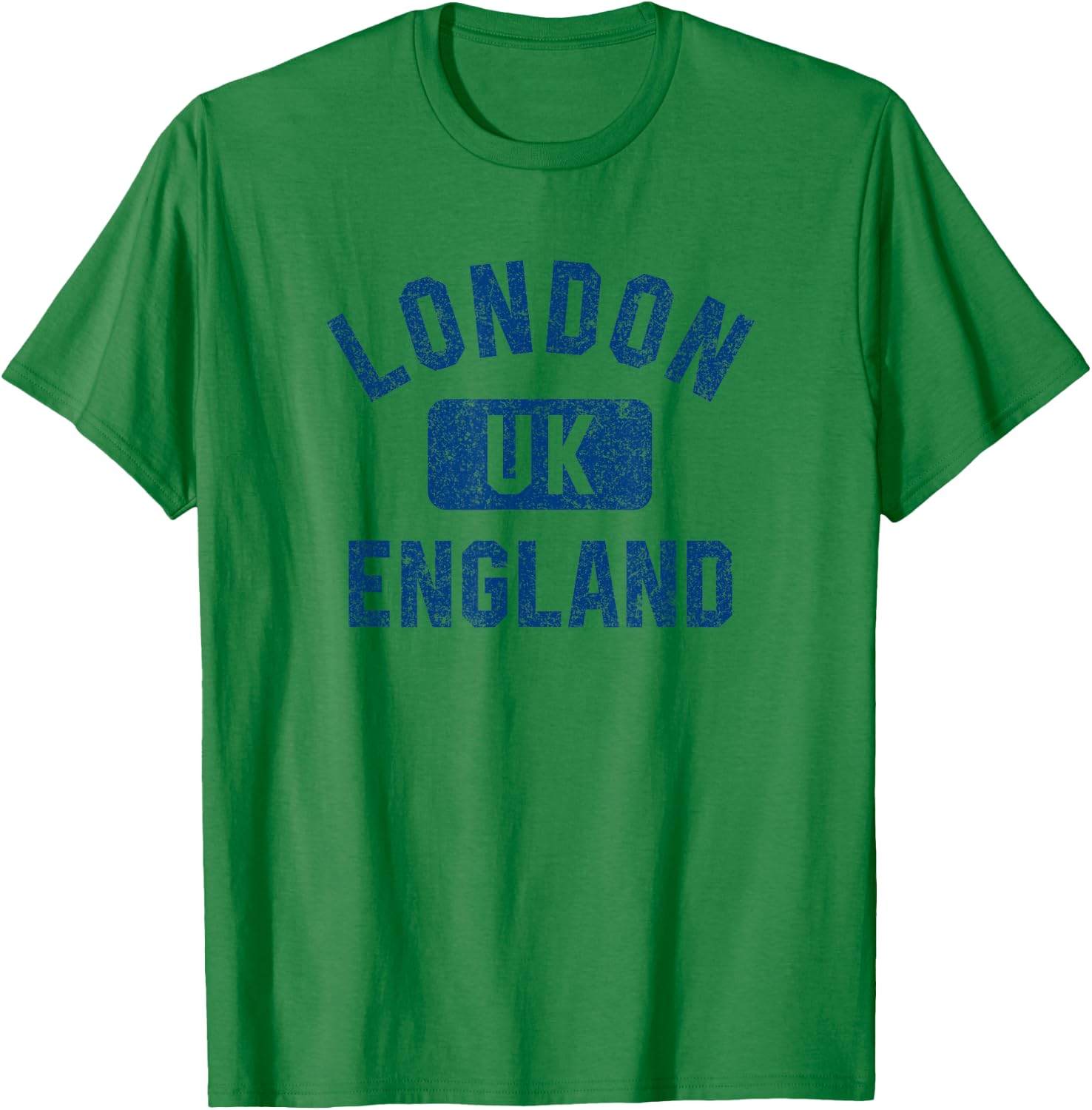 London England UK Gym Style Distressed Dark Blue Print T-Shirt - T-Shirt | Irish Green