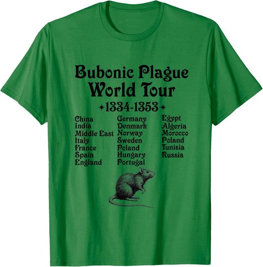 Gothic Bubonic Plague World-Tour Plague Rat Medieval History T-Shirt - T-Shirt | Irish Green