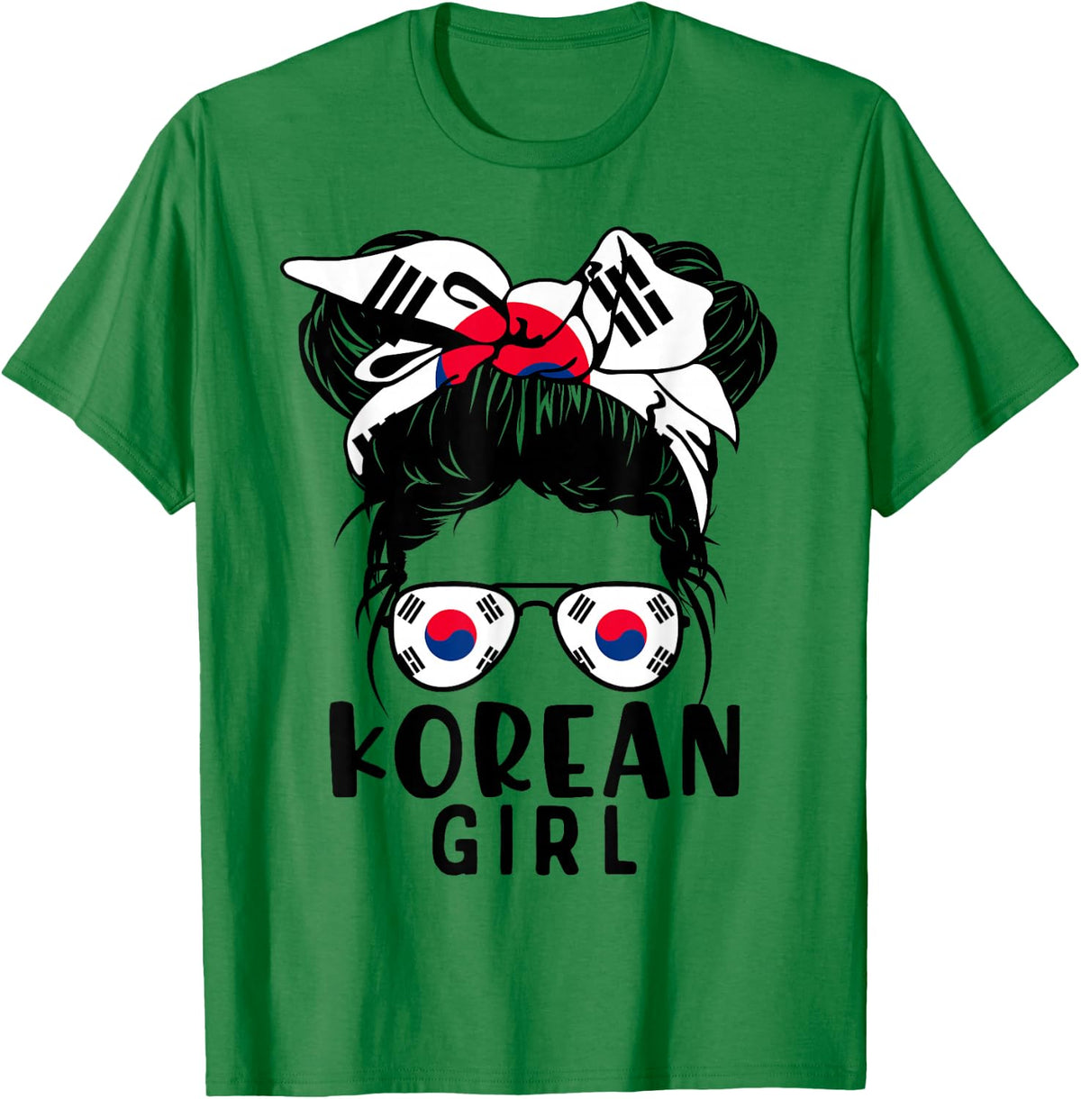 Korean Girl Messy Hair Korea Pride Patriotic Kids T-Shirt - T-Shirt | Irish Green