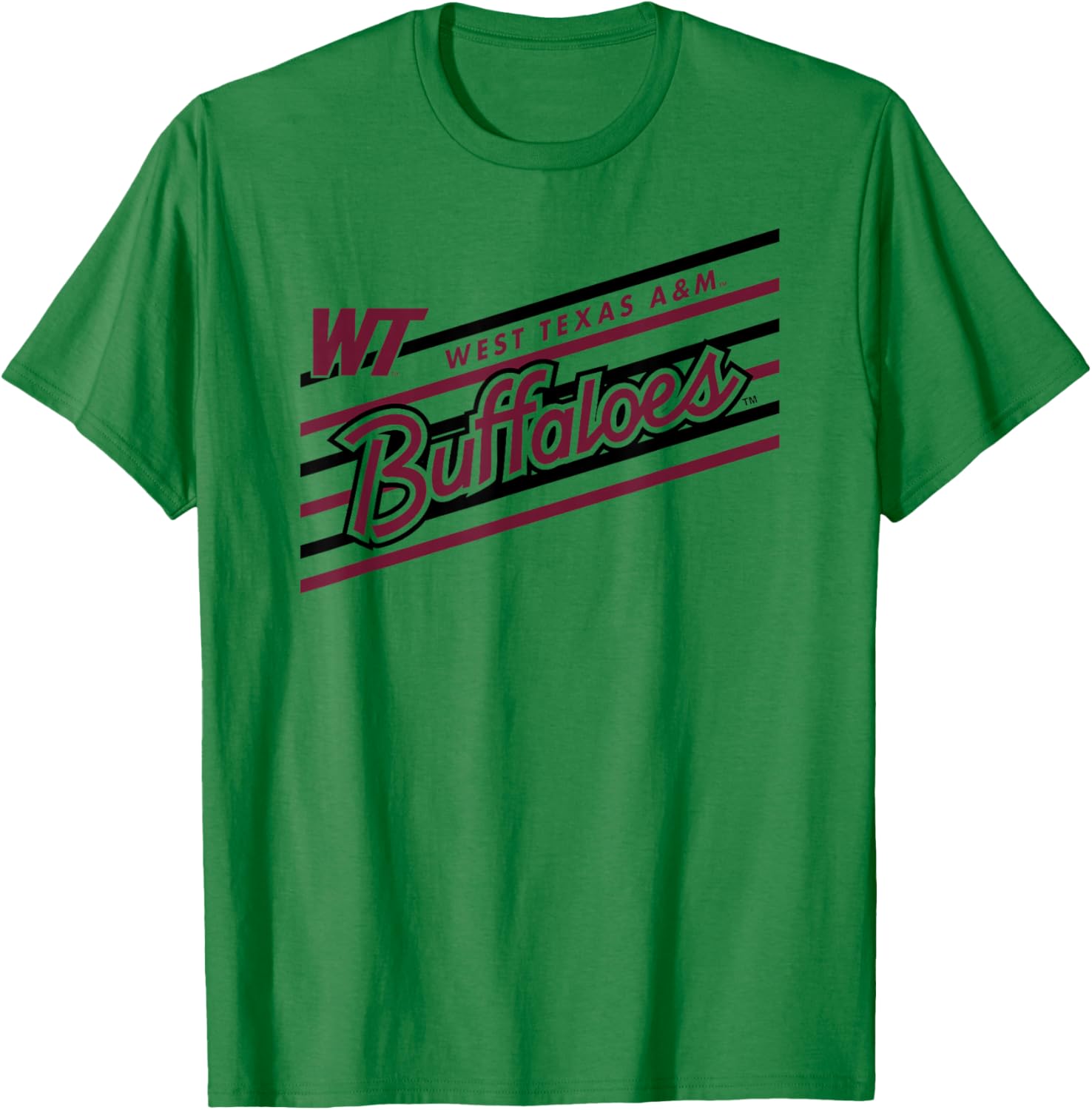 West Texas A&M Buffaloes Retro Performer White T-Shirt - T-Shirt | Irish Green