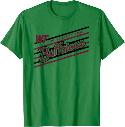 West Texas A&M Buffaloes Retro Performer White T-Shirt - T-Shirt | Irish Green