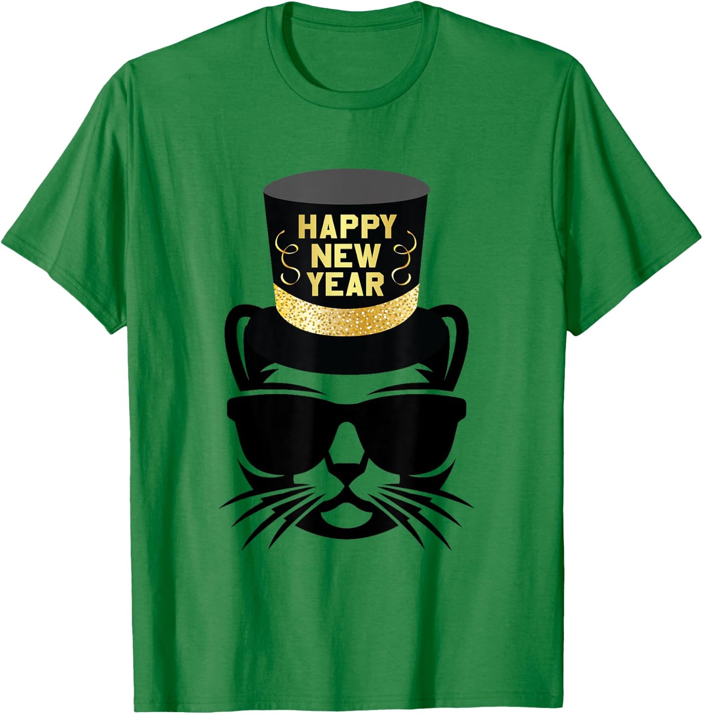 Happy New Year Cat T-Shirt - T-Shirt | Irish Green