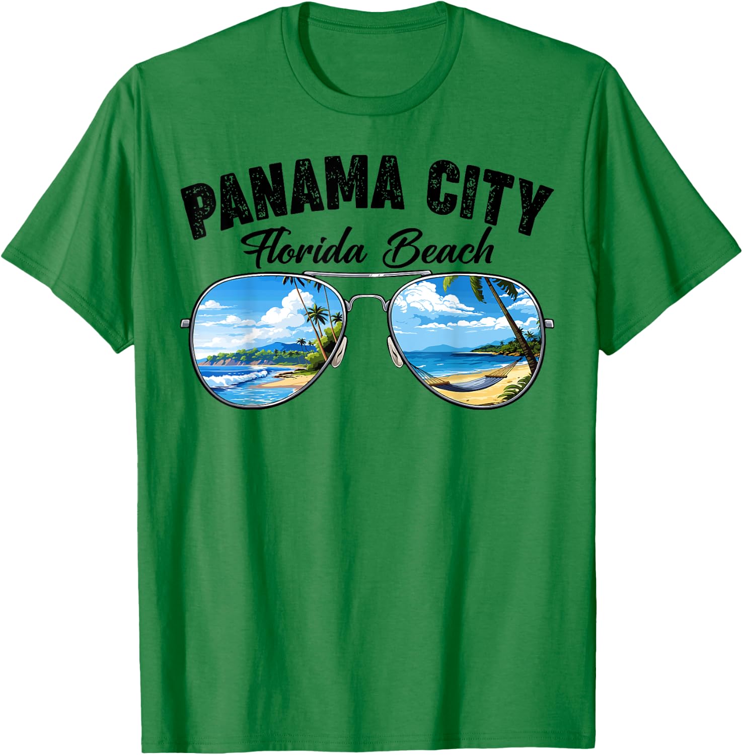 Retro Panama City Florida Beach Vibes Summer Break Vacation Men Women Kids T-Shirt - T-Shirt | Irish Green