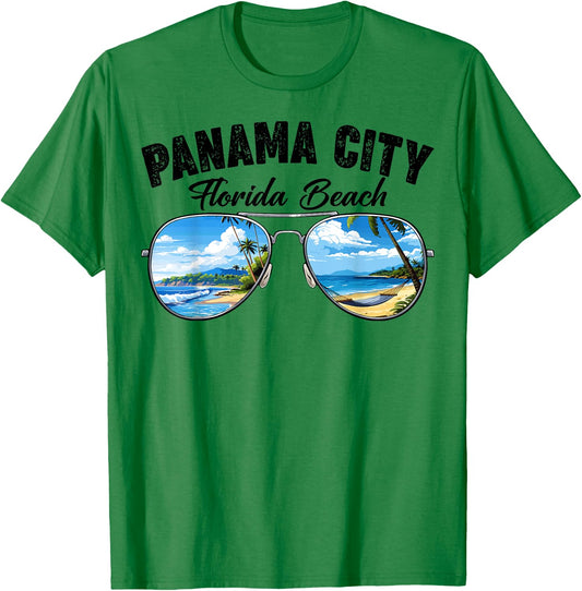 Retro Panama City Florida Beach Vibes Summer Break Vacation Men Women Kids T-Shirt - T-Shirt | Irish Green