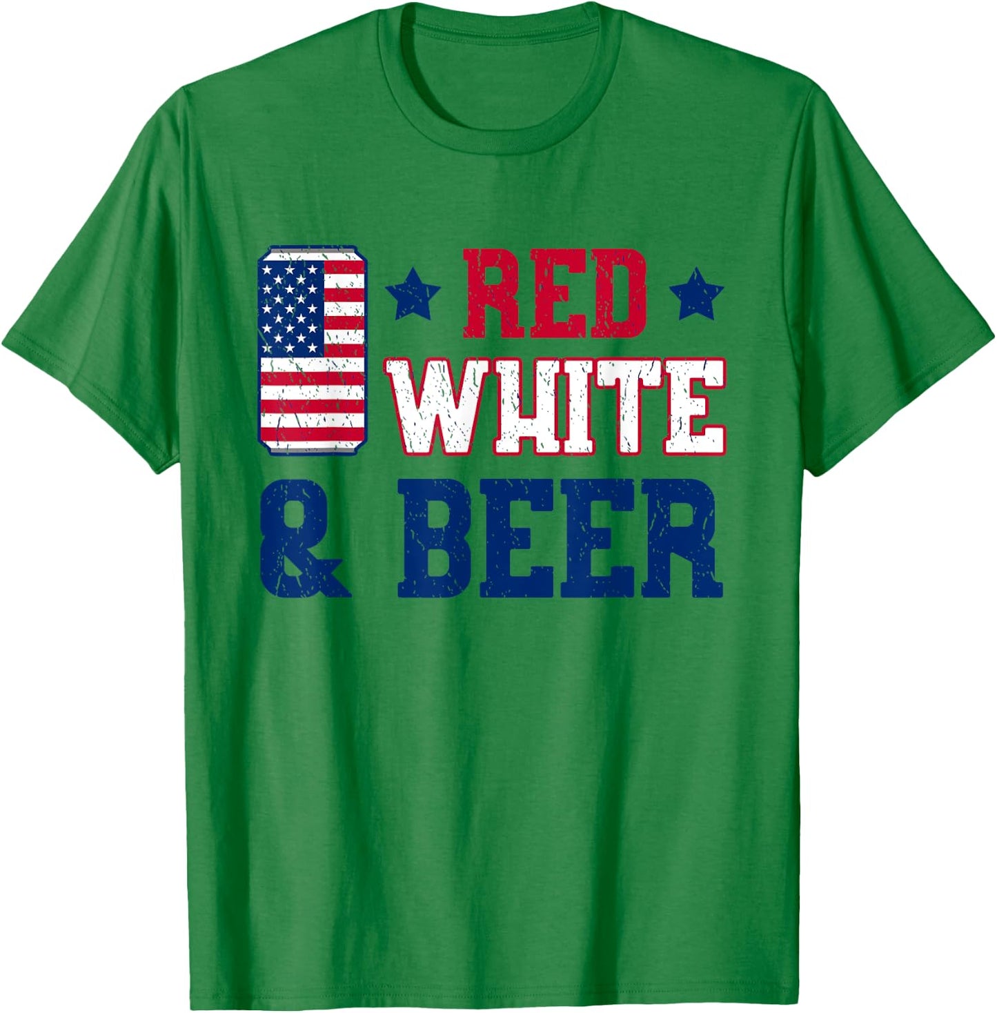 Red White And Beer Shirt - USA 4th of July Gift T-Shirt - T-Shirt | Irish Green