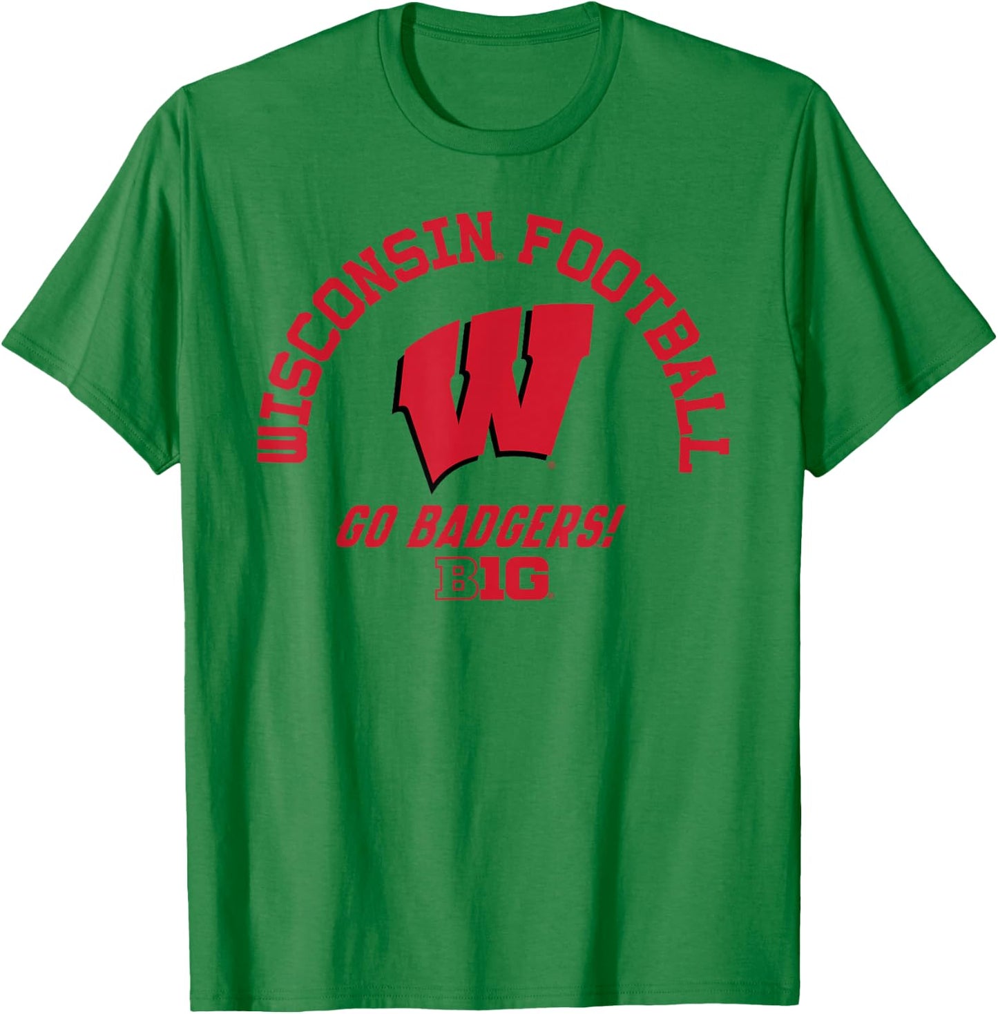 Wisconsin Badgers Big 10 Football White Officially Licensed T-Shirt - T-Shirt | Irish Green