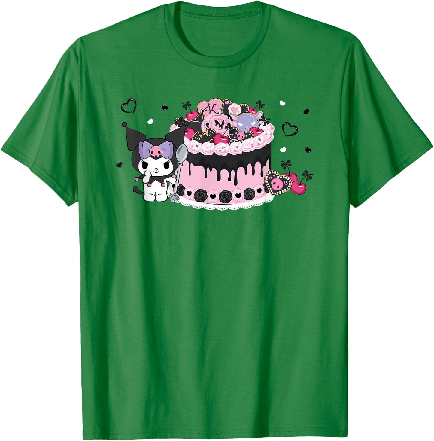 Kuromi Kawaii Cake T-Shirt - T-Shirt | Irish Green