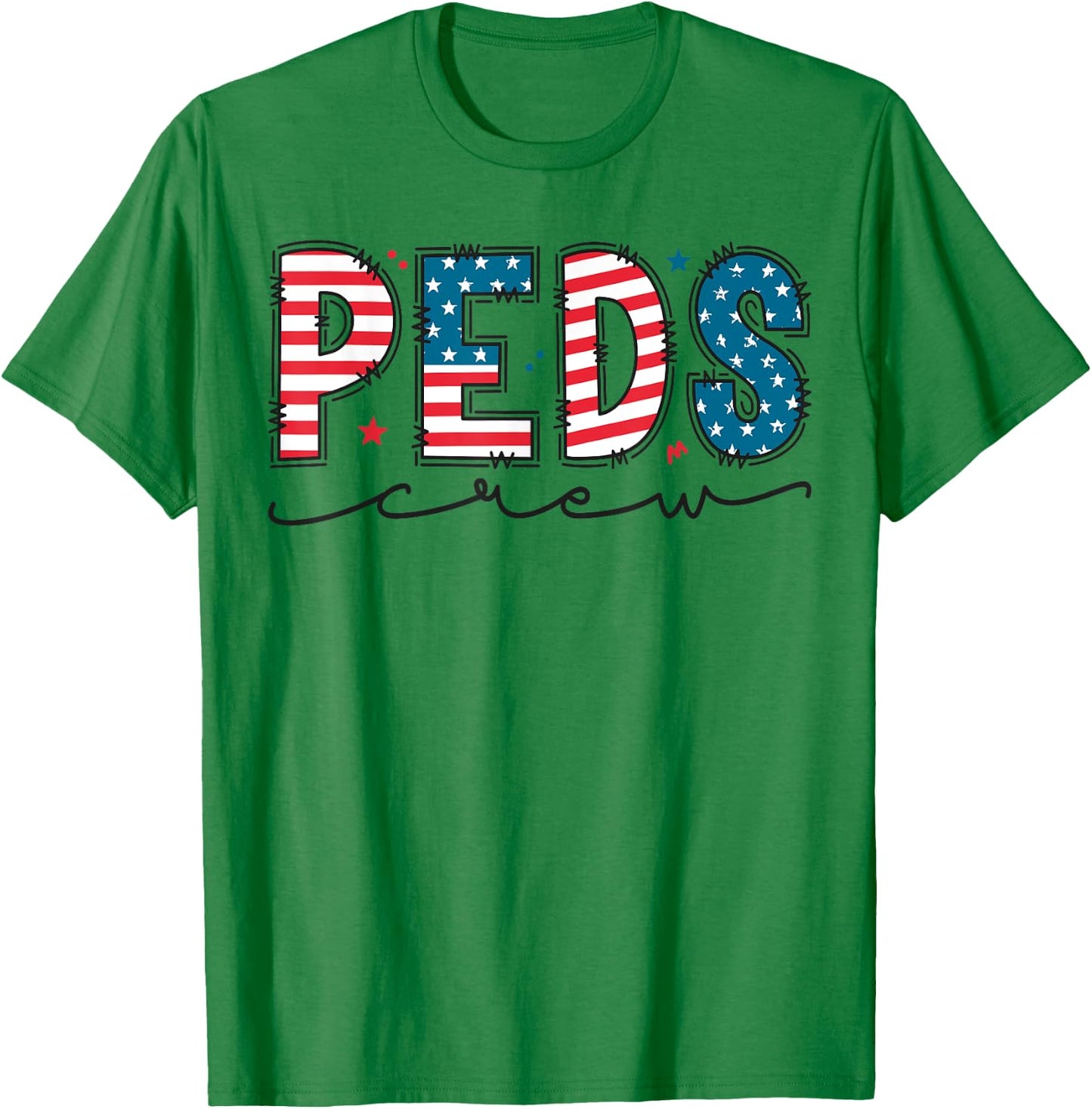 Peds Crew 4th Of July Patriotic Pediatric Nurse USA Flag T-Shirt - T-Shirt | Irish Green